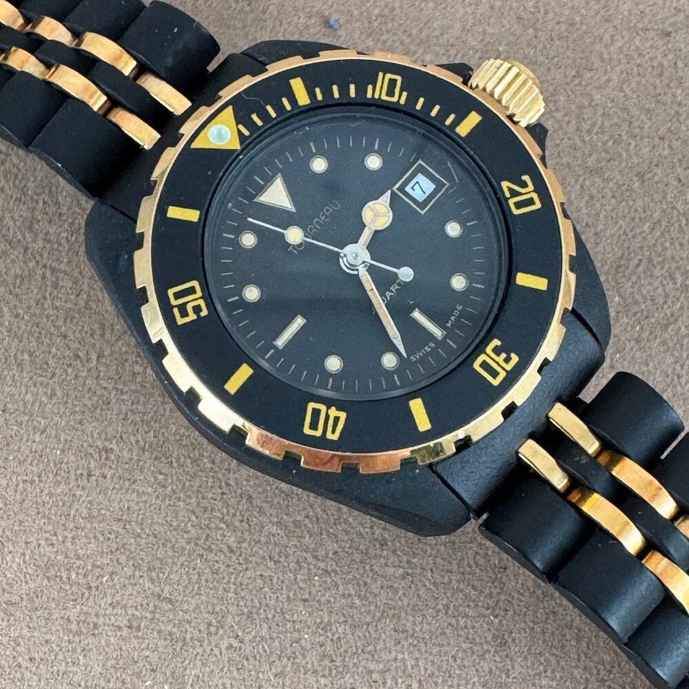 Vintage Tourneau Swiss Designed Dive Watch 20ATM 660 Watch Gold and Black